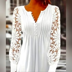 Lace Contast Pleated Front Top